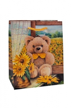 Geschenktasche "Bär mit Sonnenblume" klein